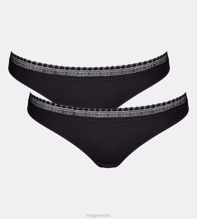 Knickers | N024637 Black GO RIBBED Brazilian knickers Women sloggi