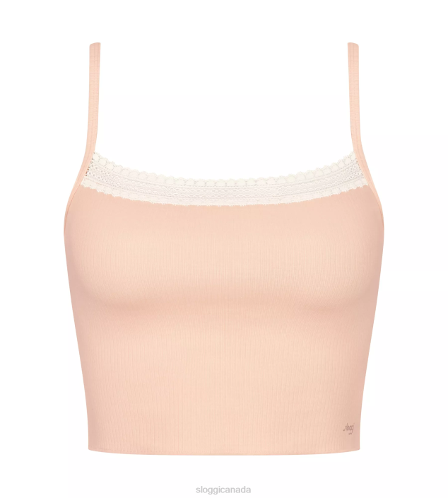 Loungewear | N024178 Powder orange GO RIBBED Top with spaghetti straps Women sloggi