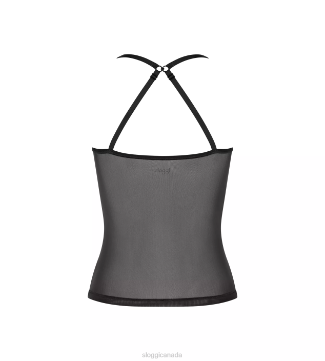 Loungewear | N024289 Black SOFT ADAPT Top with spaghetti straps Women sloggi